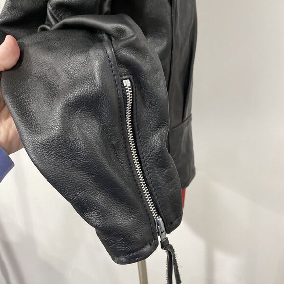 Harley Davidson Black Leather Jacket Womens Size M Biker Bomber Moto Classic USA - Picture 6 of 15